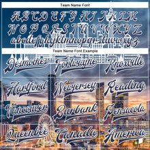 Load image into Gallery viewer, Custom Navy White Atlanta Georgia City Edition 3D Bomber Full-Snap Varsity Letterman Jacket