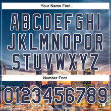 Load image into Gallery viewer, Custom Navy White Atlanta Georgia City Edition 3D Bomber Full-Snap Varsity Letterman Jacket