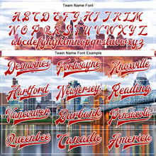 Load image into Gallery viewer, Custom White Red Cincinnati Ohio City Edition 3D Bomber Full-Snap Varsity Letterman Jacket