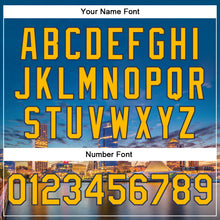 Load image into Gallery viewer, Custom Gold Navy Milwaukee Wisconsin City Edition 3D Bomber Full-Snap Varsity Letterman Jacket