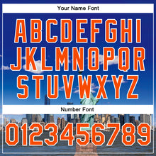 Load image into Gallery viewer, Custom Royal Orange-White Statue Of Liberty New York City Edition 3D Bomber Full-Snap Varsity Letterman Jacket