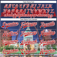 Load image into Gallery viewer, Custom Navy Red-White The Gateway Arch St.Louis Missouri City Edition 3D Bomber Full-Snap Varsity Letterman Jacket