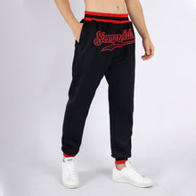 Load image into Gallery viewer, Custom Black Black-Red Sports Pants