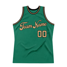 Load image into Gallery viewer, Custom Kelly Green Old Gold-Black Authentic Throwback Basketball Jersey
