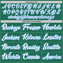 Load image into Gallery viewer, Custom Kelly Green White-Blue Authentic Throwback Basketball Jersey