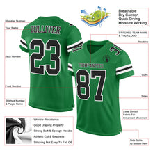 Load image into Gallery viewer, Custom Grass Green Black-White Mesh Authentic Football Jersey
