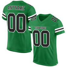 Load image into Gallery viewer, Custom Grass Green Black-White Mesh Authentic Football Jersey