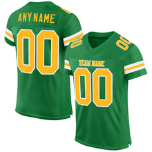 Load image into Gallery viewer, Custom Grass Green Gold-White Mesh Authentic Football Jersey