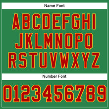 Load image into Gallery viewer, Custom Grass Green Red-Gold Mesh Authentic Football Jersey