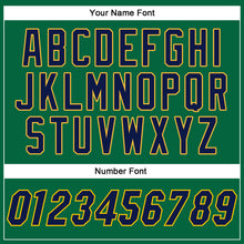Load image into Gallery viewer, Custom Kelly Green Navy-Gold Authentic Baseball Jersey