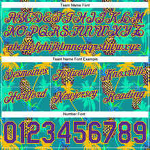 Load image into Gallery viewer, Custom Kelly Green Purple-Gold 3D Pattern Design Palm Trees Pineapples Authentic Basketball Shorts