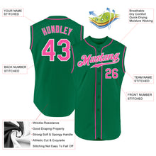 Load image into Gallery viewer, Custom Kelly Green Pink-White Authentic Sleeveless Baseball Jersey
