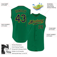 Load image into Gallery viewer, Custom Kelly Green Navy-Gold Authentic Sleeveless Baseball Jersey