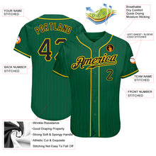 Load image into Gallery viewer, Custom Kelly Green Black Pinstripe Black-Gold Authentic Baseball Jersey