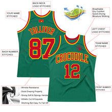 Load image into Gallery viewer, Custom Kelly Green Red-Gold Authentic Throwback Basketball Jersey