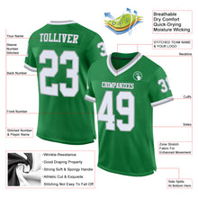 Load image into Gallery viewer, Custom Grass Green White-Gray Mesh Authentic Throwback Football Jersey