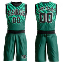 Load image into Gallery viewer, Custom Kelly Green Black-White Round Neck Sublimation Basketball Suit Jersey