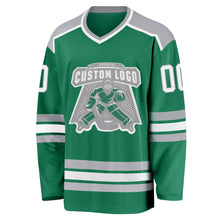 Load image into Gallery viewer, Custom Kelly Green White-Gray Hockey Jersey