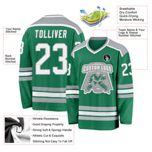 Load image into Gallery viewer, Custom Kelly Green White-Gray Hockey Jersey