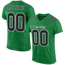 Load image into Gallery viewer, Custom Grass Green Black-White Mesh Authentic Football Jersey