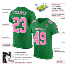 Load image into Gallery viewer, Custom Grass Green Pink-White Mesh Authentic Football Jersey