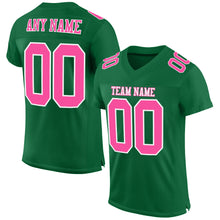 Load image into Gallery viewer, Custom Kelly Green Pink-White Mesh Authentic Football Jersey