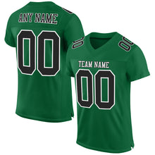 Load image into Gallery viewer, Custom Kelly Green Black-White Mesh Authentic Football Jersey