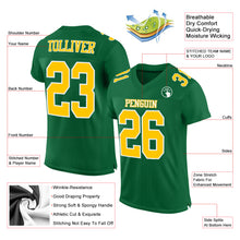 Load image into Gallery viewer, Custom Kelly Green Gold-White Mesh Authentic Football Jersey