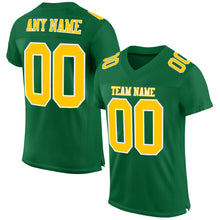 Load image into Gallery viewer, Custom Kelly Green Gold-White Mesh Authentic Football Jersey
