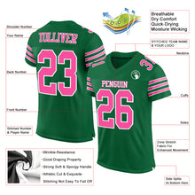 Load image into Gallery viewer, Custom Kelly Green Pink-White Mesh Authentic Football Jersey