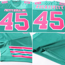 Load image into Gallery viewer, Custom Kelly Green Pink-White Mesh Authentic Football Jersey