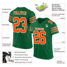 Load image into Gallery viewer, Custom Kelly Green Orange-White Mesh Authentic Football Jersey