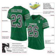 Load image into Gallery viewer, Custom Kelly Green Steel Gray-White Mesh Authentic Football Jersey