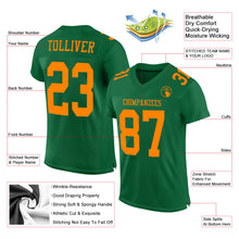 Load image into Gallery viewer, Custom Kelly Green Bay Orange Mesh Authentic Football Jersey