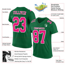 Load image into Gallery viewer, Custom Kelly Green Hot Pink-White Mesh Authentic Football Jersey