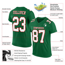 Load image into Gallery viewer, Custom Kelly Green White-Red Mesh Authentic Football Jersey