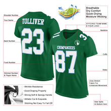 Load image into Gallery viewer, Custom Kelly Green White-Light Blue Mesh Authentic Football Jersey