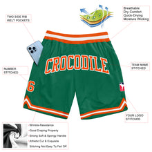 Load image into Gallery viewer, Custom Kelly Green Orange-White Authentic Throwback Basketball Shorts