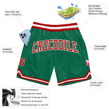 Load image into Gallery viewer, Custom Kelly Green Red-White Authentic Throwback Basketball Shorts