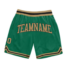 Load image into Gallery viewer, Custom Kelly Green Old Gold-Black Authentic Throwback Basketball Shorts