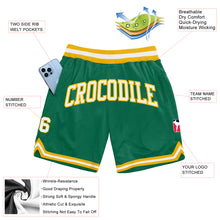 Load image into Gallery viewer, Custom Kelly Green White-Gold Authentic Throwback Basketball Shorts