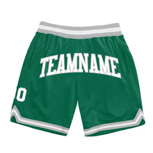 Load image into Gallery viewer, Custom Kelly Green White-Gray Authentic Throwback Basketball Shorts