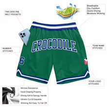 Load image into Gallery viewer, Custom Kelly Green Royal-White Authentic Throwback Basketball Shorts