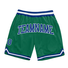 Load image into Gallery viewer, Custom Kelly Green Royal-White Authentic Throwback Basketball Shorts