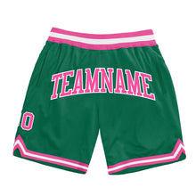 Load image into Gallery viewer, Custom Kelly Green Pink-White Authentic Throwback Basketball Shorts