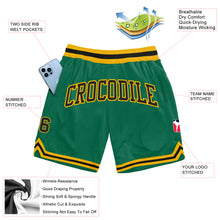 Load image into Gallery viewer, Custom Kelly Green Black-Gold Authentic Throwback Basketball Shorts
