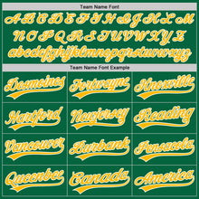 Load image into Gallery viewer, Custom Kelly Green Gold-White Authentic Baseball Jersey