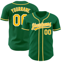 Load image into Gallery viewer, Custom Kelly Green Gold-White Authentic Baseball Jersey