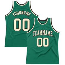 Load image into Gallery viewer, Custom Kelly Green Cream-Black Authentic Throwback Basketball Jersey