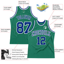 Load image into Gallery viewer, Custom Kelly Green White Pinstripe Royal Authentic Basketball Jersey